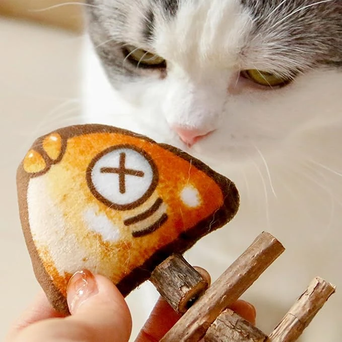 Cat Toys Wood Fish Bones with Catnip