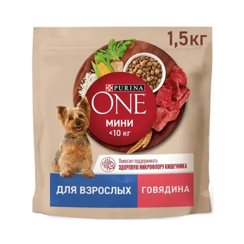 Purina One Mini Dry Food for Small Breed Dogs with Beef and Rice
