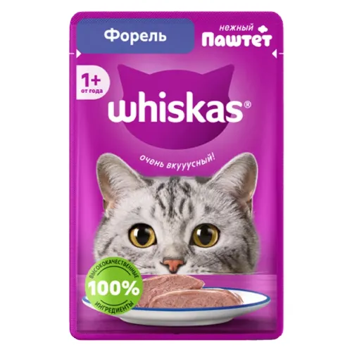 Whiskas Trout Pate Wet Cat Food, 75g