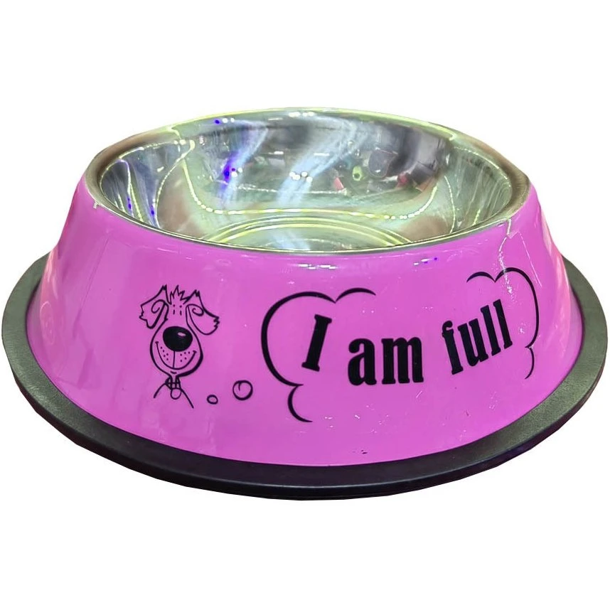 Dog And Cat Food Colorful and Patterned Steel Bowl