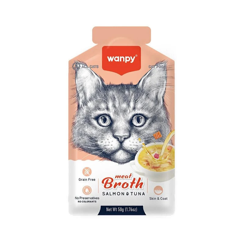 Wanpy Adult Cat Soup Meat Broths Tuna and Salmon 50 g