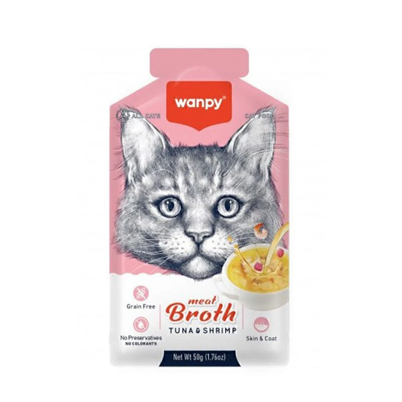 Wanpy Adult Cat Soup Meat Broth Tuna and Shrimp 50 g