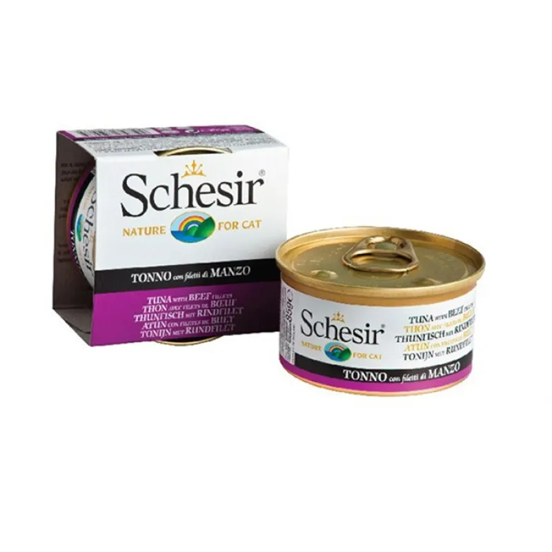 Schesir Canned Adult Wet Cat Food With Beef &amp; Tuna Fish