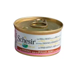  Schesir Canned Adult Wet Cat Food With Tuna Fish ، Chicken &amp; Rice In Gravy