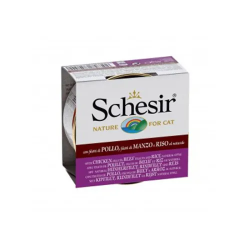  Schesir Canned Adult Wet Cat Food with Chicken ، Beef &amp; Rice 