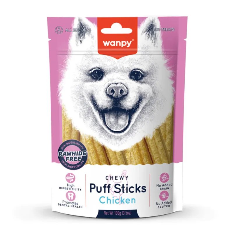 Wanpy Chicken Puff Sticks Treat for Dogs
