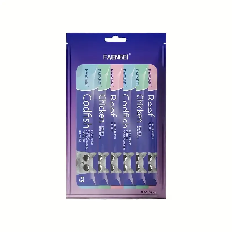 Faenbei Chicken, Beef and Salmon Cat Treat 6x15g