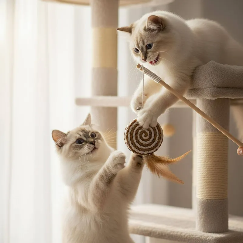 Lollipop Woven Ball Cat Wand Toy with Feather and Bell