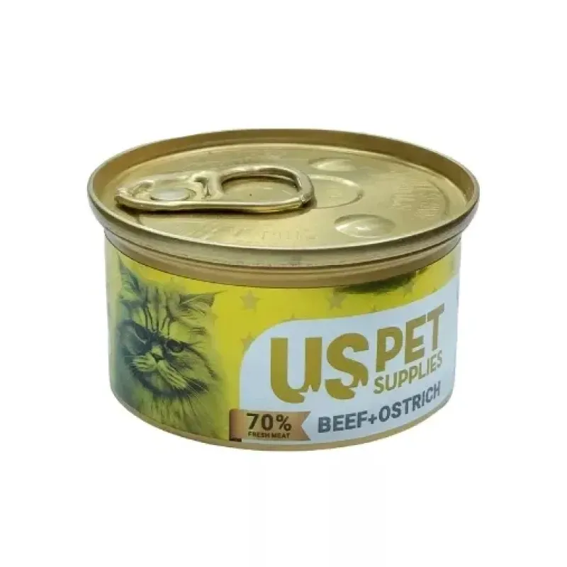 US Pet Supplies Adult Cat Canned Food Beef & Ostrich