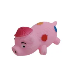Senye Latex Squeaky Pig with Hat Dog Toy