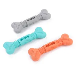 Silicone Bone Shaped Dental Chew Toy with Treat Dispenser for Dogs