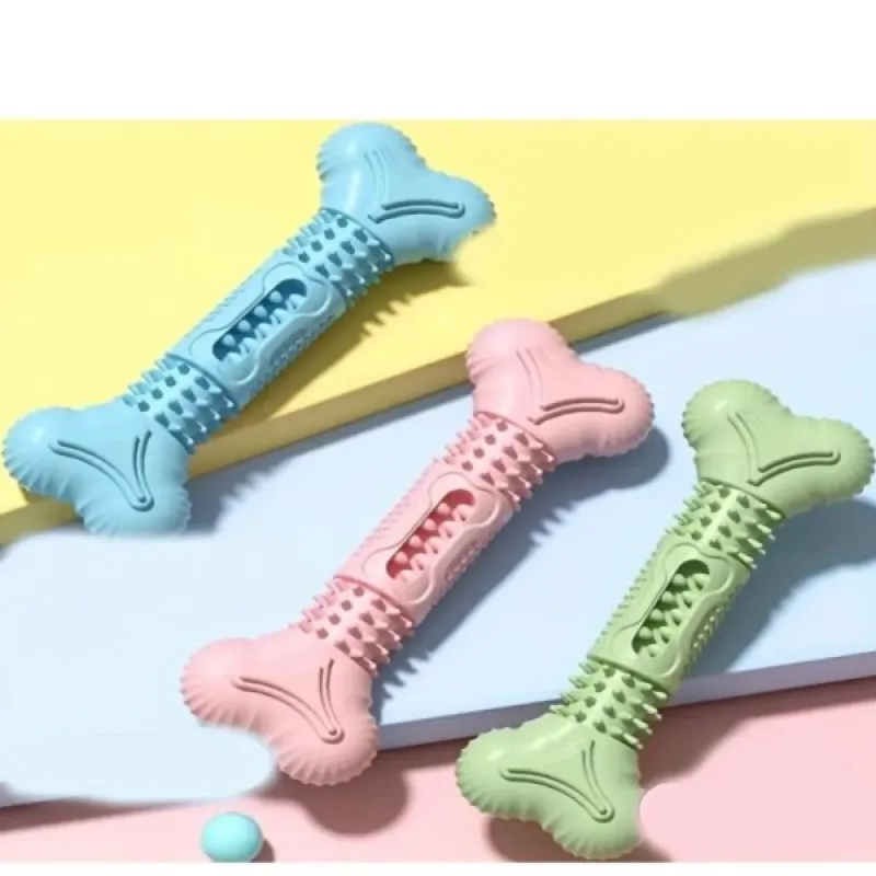 Silicone Bone Shaped Dental Chew Toy with Treat Dispenser for Dogs