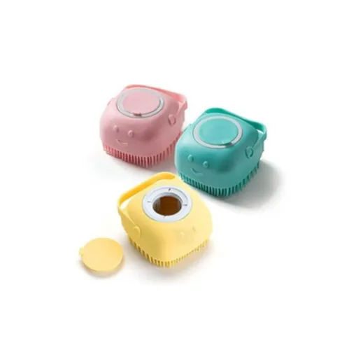 Silicone Pet Bath Scrubber Brush with Shampoo Dispenser Rectangular