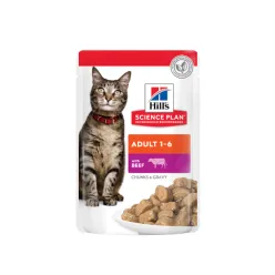 Hill's Science Plan Adult 1-6 Cat Wet Food with Beef Chunks in Gravy