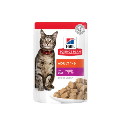 Hill's Science Plan Adult 1-6 Cat Wet Food with Beef Chunks in Gravy