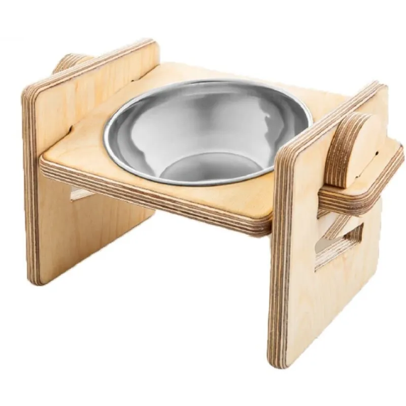 Nina Pet Comply Wood Single Bowl Elevated Pet Feeder Seliz