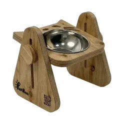 Paw Nova Wooden Single Cat Bowl Stand with Triangular Base