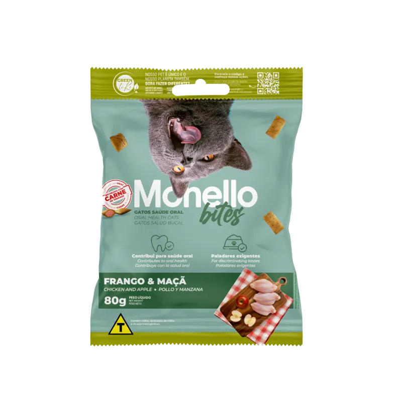 Monello Bites Oral Health Cat Treat Chicken and Apple