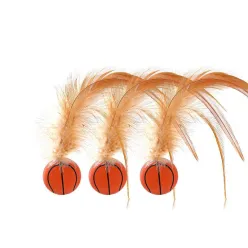 Elastic Feather Ball Cat Toy - Basketball, Soccer & Baseball Design