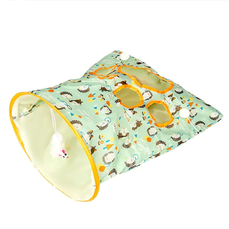 Foldable Cat Play Tunnel Paw Design