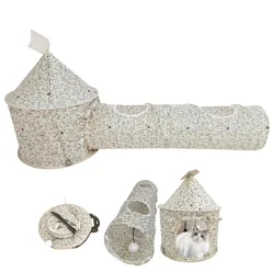 Cat Play Tunnel with Castle Tent and Ball Toy