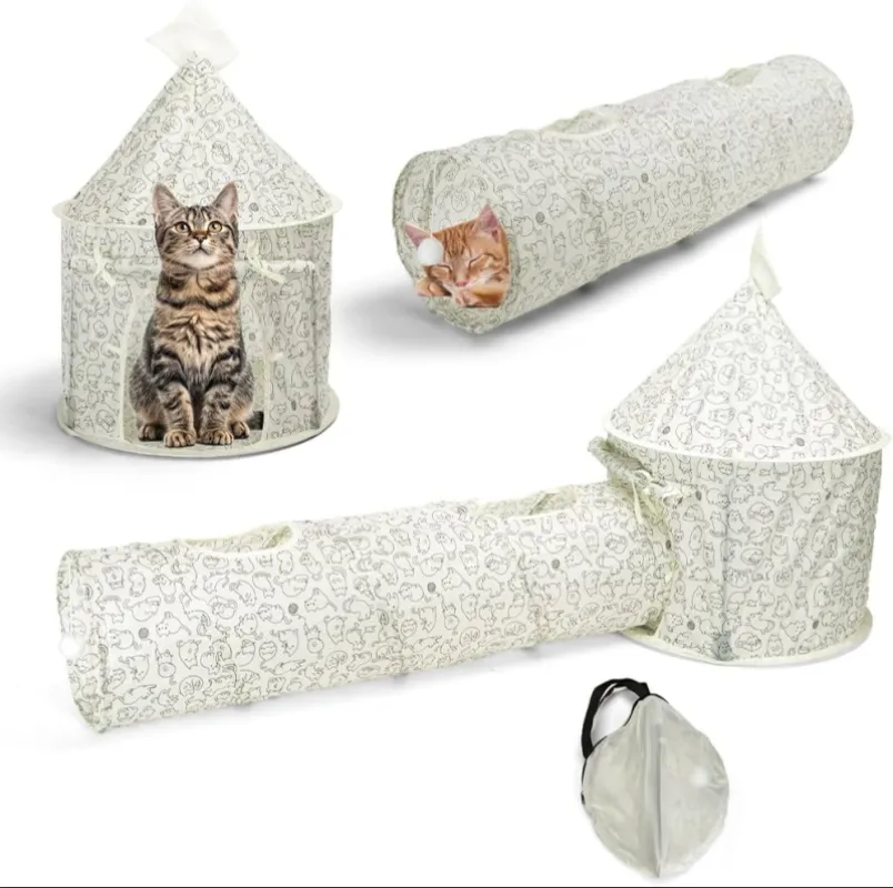 Cat Play Tunnel with Castle Tent and Ball Toy