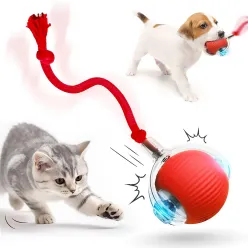 Smart Interactive Rolling Ball Pet Toy with Rope Tail