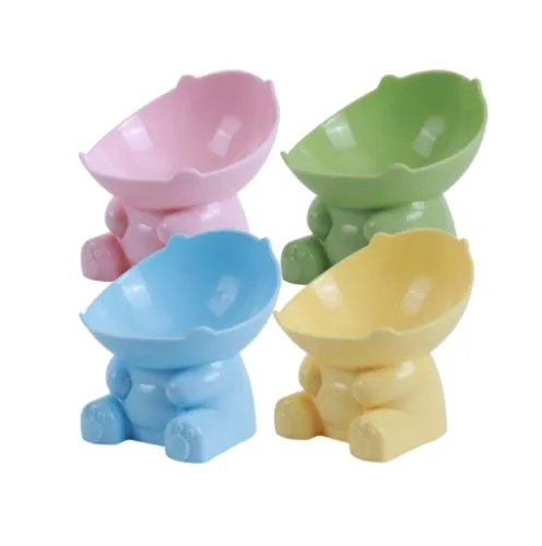 Dinosaur Design Plastic Elevated Pet Feeding Bowl