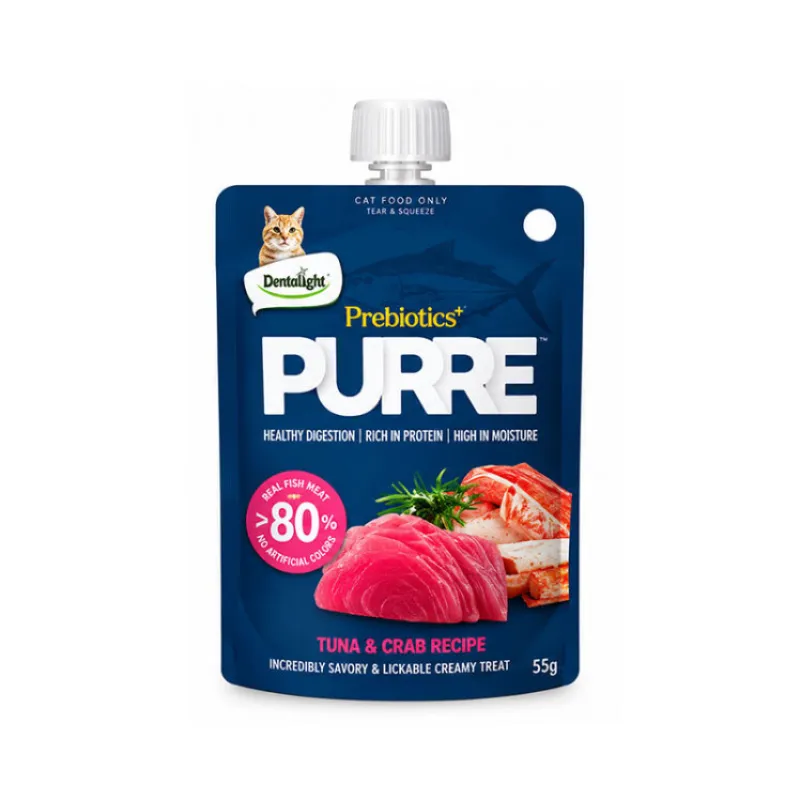 Dentalight Prebiotics+ PURRE Creamy Treats For Cats - Tuna & Crab