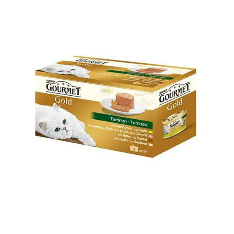 Gourmet Gold Pack Canneds Adult Wet Cat Food With Rabbit,Lamb,Duck,Trout In Sauce