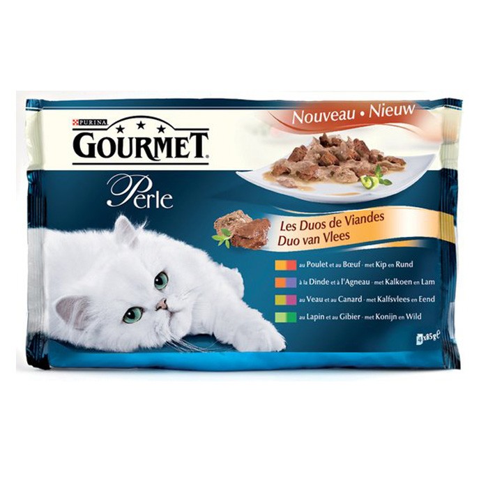 Gourmet Perle Pack Canned Adult Wet Cat Food With Chicken،Lamb And Duck 