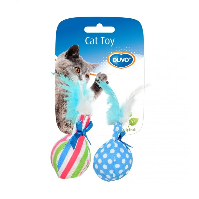 Balls With Feather 2 pcs With Catnip