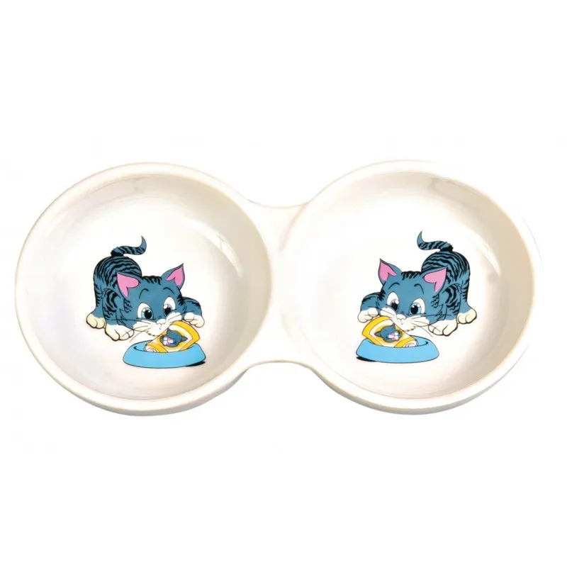 Trixie Ceramic Double Bowl Cat