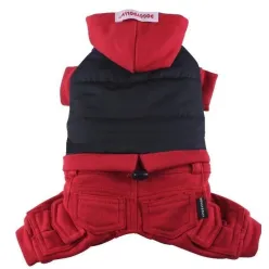 DoggyDolly dog coat red black with 4 legs