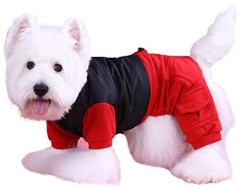 DoggyDolly dog coat red black with 4 legs