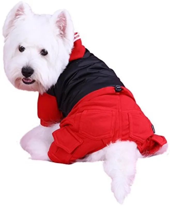 DoggyDolly dog coat red black with 4 legs