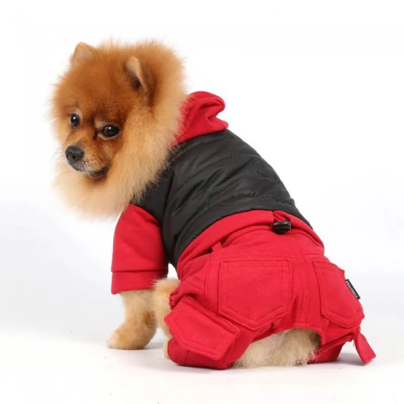 DoggyDolly dog coat red black with 4 legs