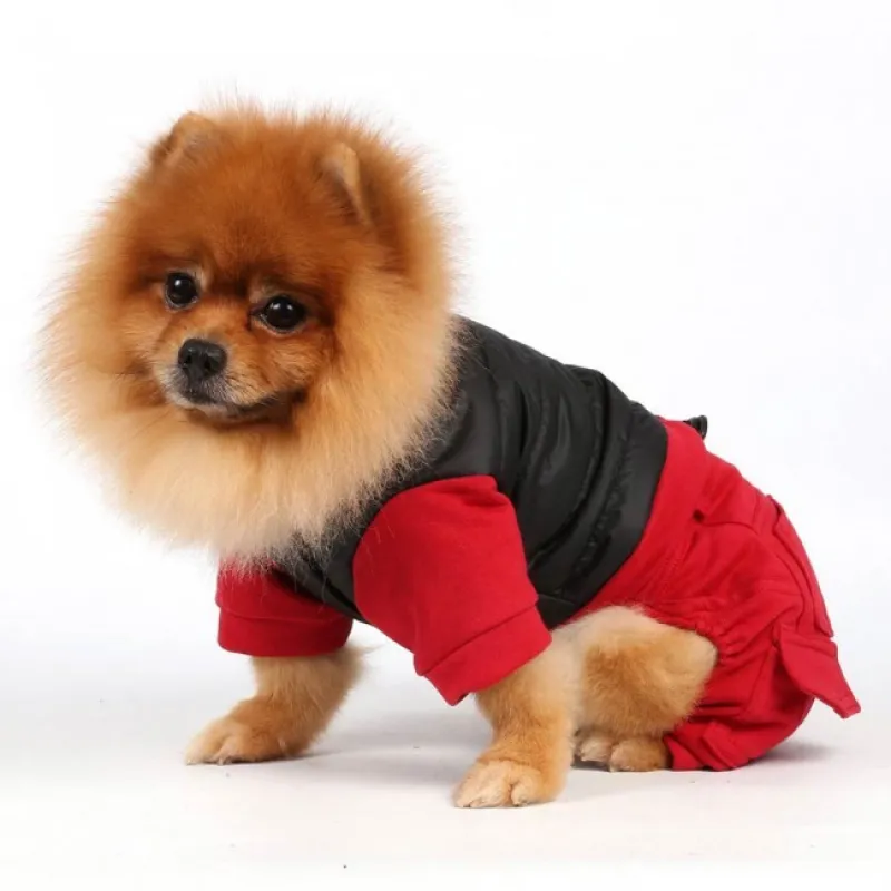 DoggyDolly dog coat red black with 4 legs