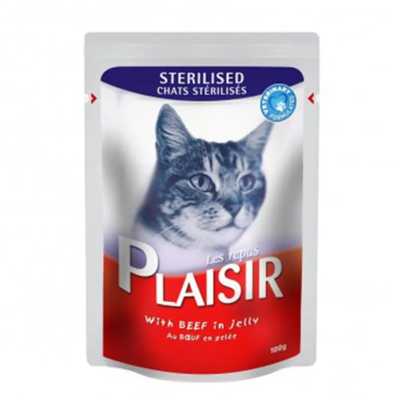 Plaisir Strilised Cat Pouch With Beef In Jelly