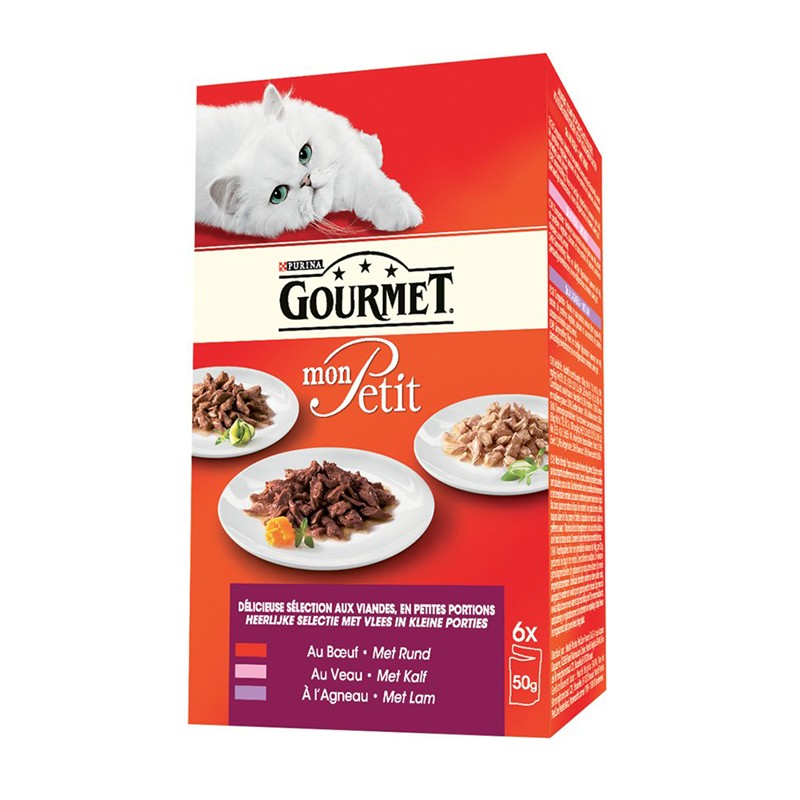 Gourmet Mon Petit Pack Chunk Canneds Adult Wet Cat Food With Beef And Calf 