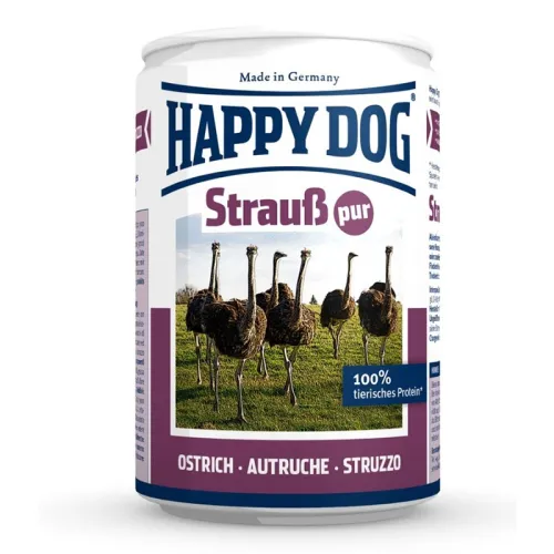 Happy Dog Canned For Dog With Tinned Ostrich Tray