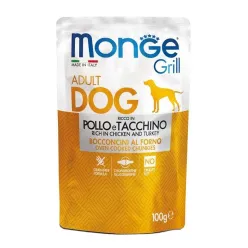 Monge Grill Pouch Adult Wet Dog Food With Chicken &amp; Turkey Flavor