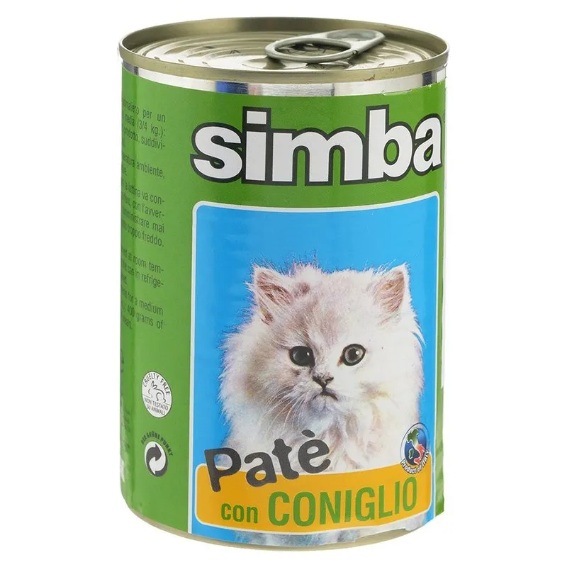 Simba Pate Canned Adult Wet Cat Food With Rabbit 