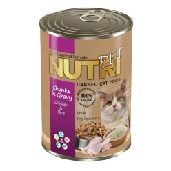 Nutripet Chunks Canned Adult Wet Cat Food With Chicken &amp; Rice Flavor In Gravy