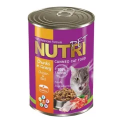 Nutripet Chunks Canned Adult Wet Cat Food With Beef &amp; Chicken Flavor In Sauce