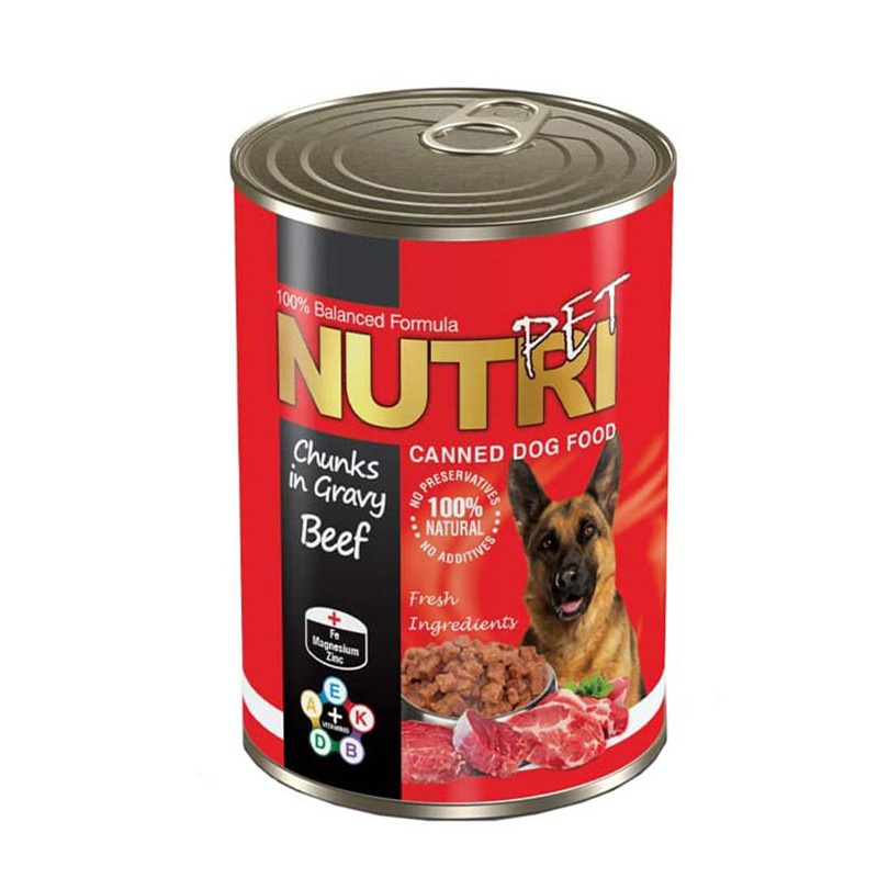 Nutripet Chunks Canned Adult Wet Dog Food With Beef Flavor In Gravy 