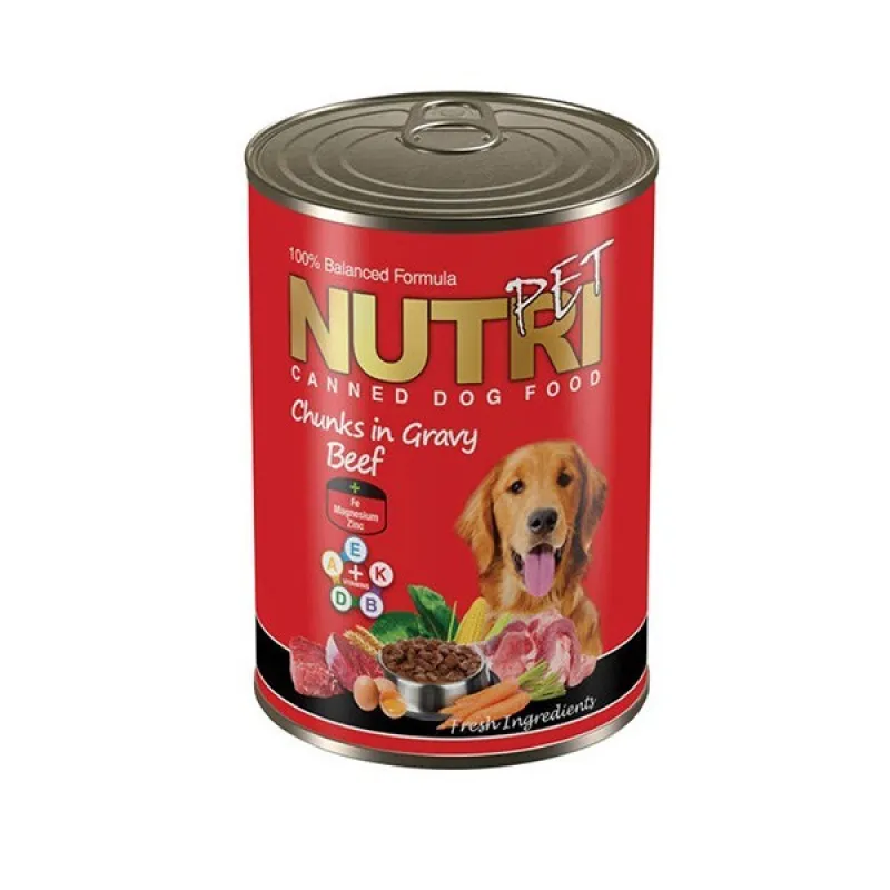 Nutripet Chunks Canned Adult Wet Dog Food With Beef Flavor In Gravy 