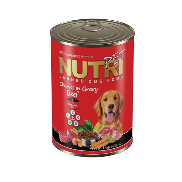 Nutripet Chunks Canned Adult Wet Dog Food With Beef Flavor In Gravy 