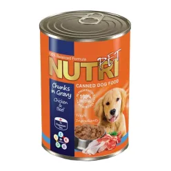 Nutripet Chunks Canned Adult Wet Dog Food With Chicken &amp; Beef Flavor In Gravy