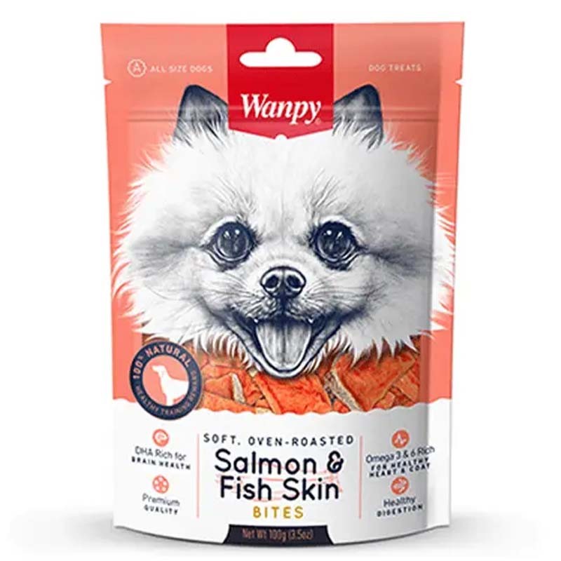 Wanpy Soft Bites Dog Treat With Salmon &amp; Fish Skin 